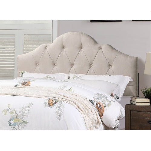 Queen Size Upholstered Bed Frame with Adjustable Tufted Headboard, Light Brown Polyfiber Wooden Platform Bed for Bedroom Furniture