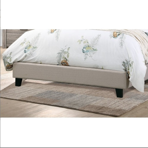Queen Size Upholstered Bed Frame with Adjustable Tufted Headboard, Light Brown Polyfiber Wooden Platform Bed for Bedroom Furniture